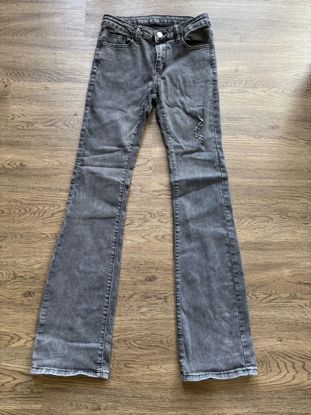SHEIN Flare Jeans | Dark Wash Distressed | High Waist | Size S